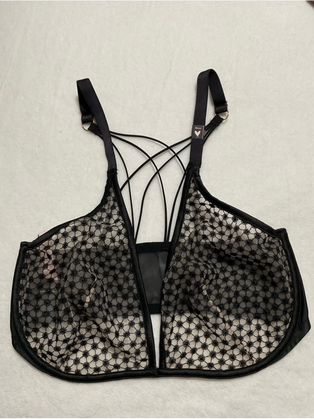 Victoria's Secret Black Sheer Strappy Lace Bralette